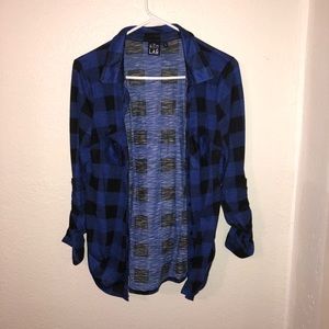 Blue and black flannel